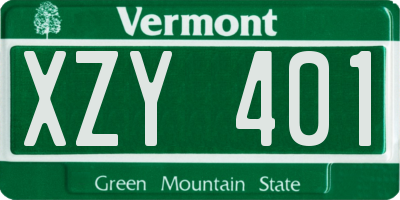 VT license plate XZY401