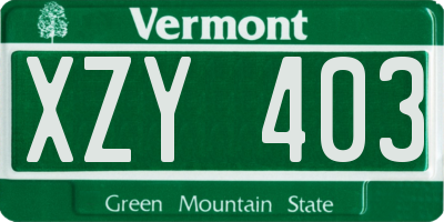VT license plate XZY403