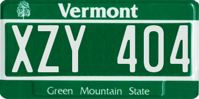VT license plate XZY404