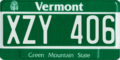 VT license plate XZY406