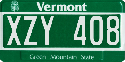 VT license plate XZY408