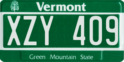 VT license plate XZY409