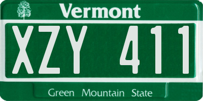 VT license plate XZY411