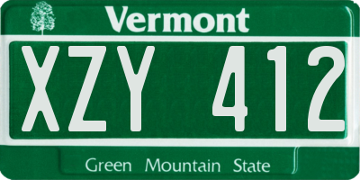 VT license plate XZY412
