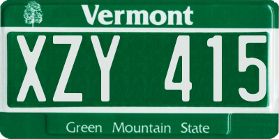 VT license plate XZY415
