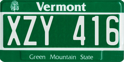 VT license plate XZY416