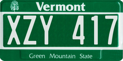 VT license plate XZY417