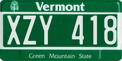 VT license plate XZY418