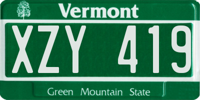 VT license plate XZY419