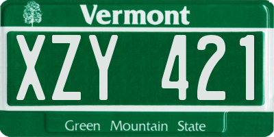 VT license plate XZY421