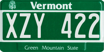 VT license plate XZY422