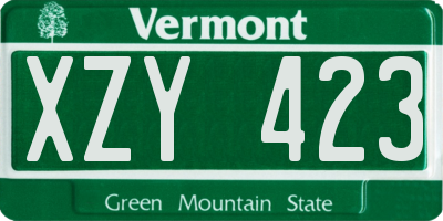 VT license plate XZY423