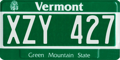 VT license plate XZY427