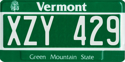 VT license plate XZY429