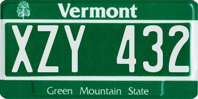 VT license plate XZY432