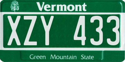 VT license plate XZY433