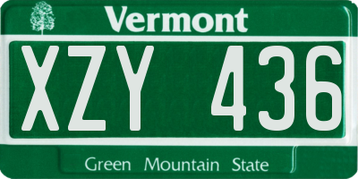 VT license plate XZY436