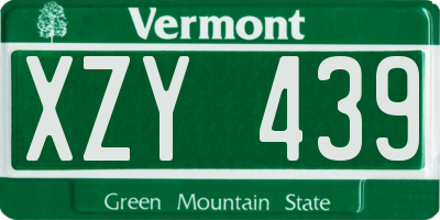 VT license plate XZY439