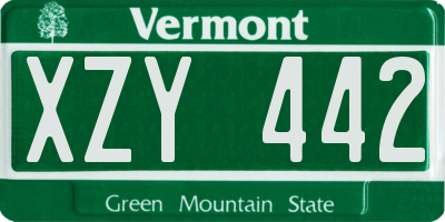 VT license plate XZY442