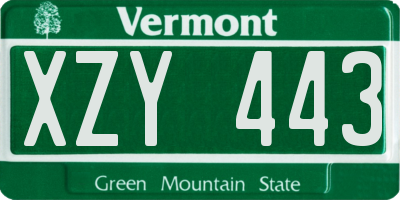 VT license plate XZY443