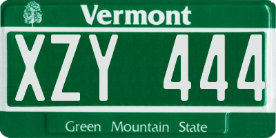 VT license plate XZY444