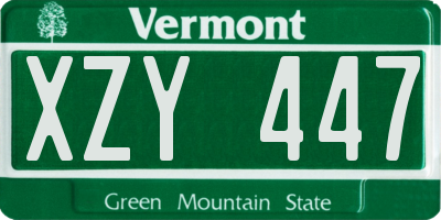 VT license plate XZY447
