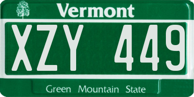 VT license plate XZY449