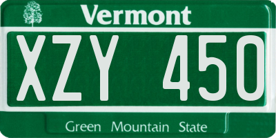 VT license plate XZY450