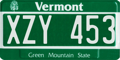 VT license plate XZY453