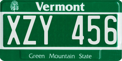 VT license plate XZY456
