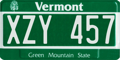VT license plate XZY457