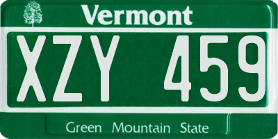 VT license plate XZY459
