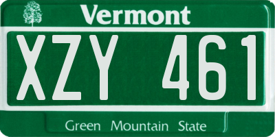 VT license plate XZY461