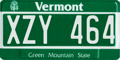 VT license plate XZY464