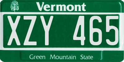 VT license plate XZY465