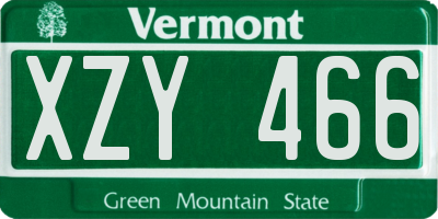 VT license plate XZY466