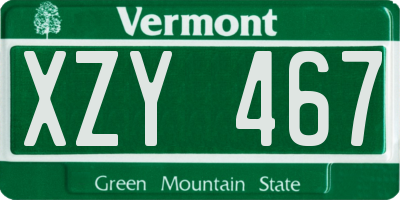 VT license plate XZY467