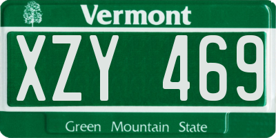 VT license plate XZY469