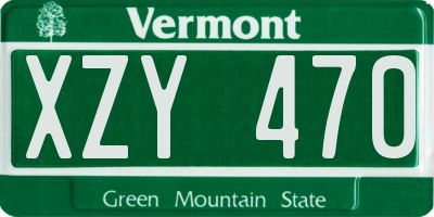 VT license plate XZY470