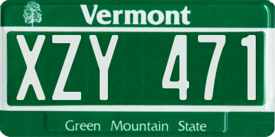VT license plate XZY471