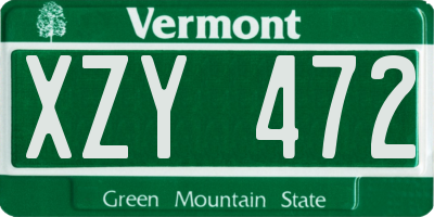 VT license plate XZY472