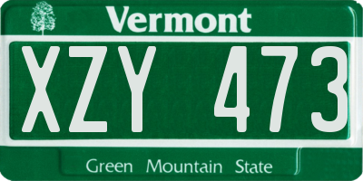 VT license plate XZY473
