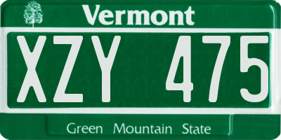 VT license plate XZY475