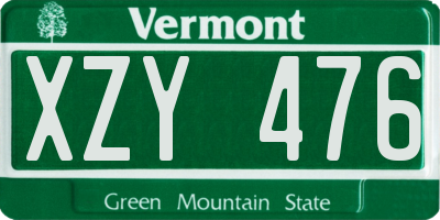 VT license plate XZY476
