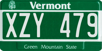 VT license plate XZY479