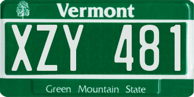 VT license plate XZY481