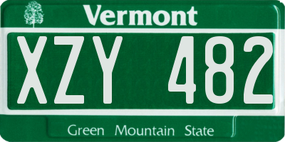 VT license plate XZY482