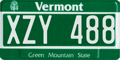VT license plate XZY488