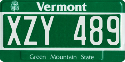 VT license plate XZY489