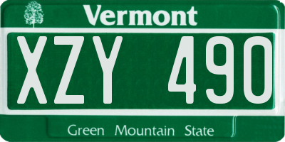 VT license plate XZY490